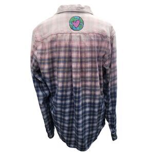 UPCYCLED Flannel with "Heart Earth" Embroidered Patch | Large